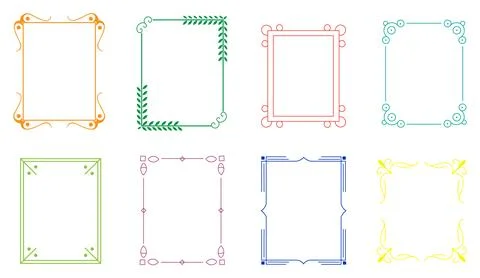 Decorative Frame Vector Set – Ornamental Borders and Elegant Line Art Stock Illustration