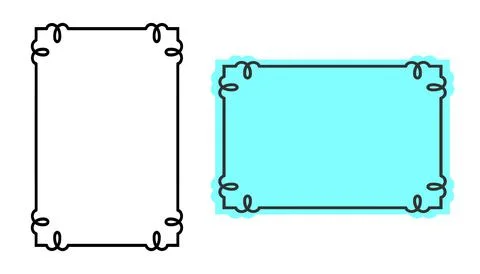 Decorative frame for web cards. Creative ornamental rectangle border in blue and Stock Illustration