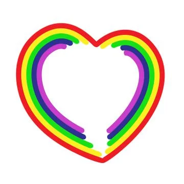 Decorative frame for web cards. Rainbow concept in shape of hand drawn heart Stock Illustration