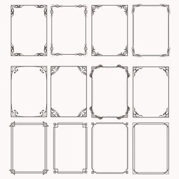 Decorative frames and borders rectangle proportions set Illustrazione stock