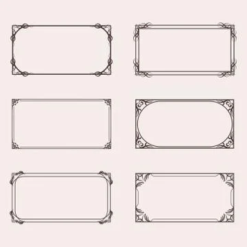Decorative frames and borders rectangle proportions, greeting card set Stock Illustration