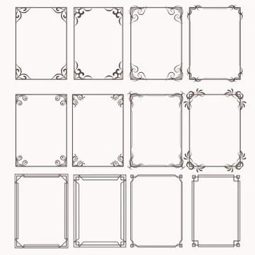 Decorative frames and borders rectangle proportions set イラスト素材