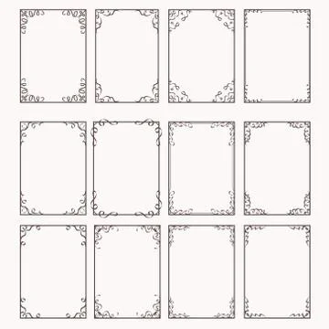 Decorative frames and borders rectangle proportions set Stock Illustration