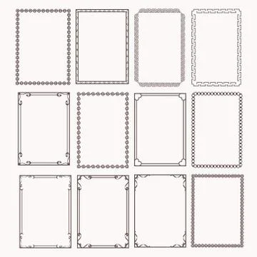 Decorative frames and borders rectangle proportions set Stock Illustration