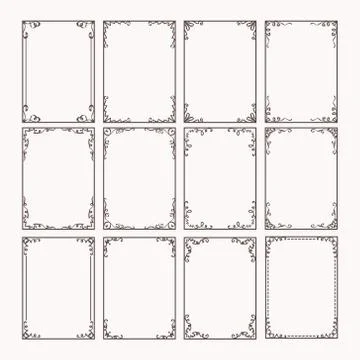 Decorative frames and borders rectangle proportions set Stock Illustration