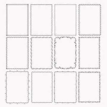 Decorative frames and borders rectangle proportions set Stock Illustration