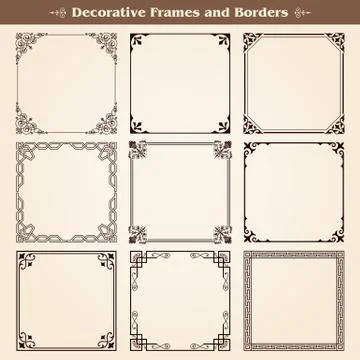 Decorative frames and borders set vector 스톡 일러스트