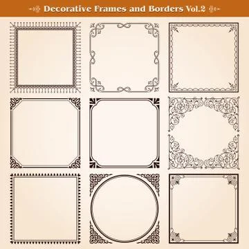 Decorative frames and borders set vector 스톡 일러스트
