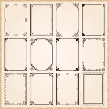 Decorative frames and borders set vector 스톡 일러스트
