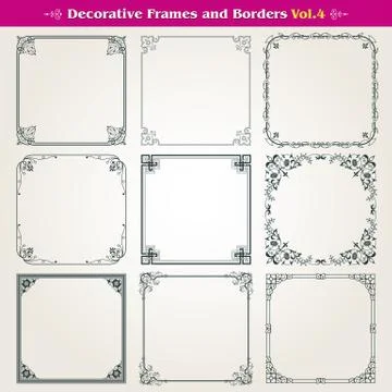 Decorative frames and borders set vector 스톡 일러스트