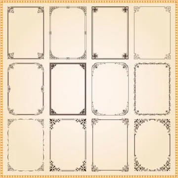 Decorative frames and borders set vector 스톡 일러스트