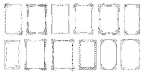 Decorative frames and borders standard rectangle proportions backgrounds Stock Illustration