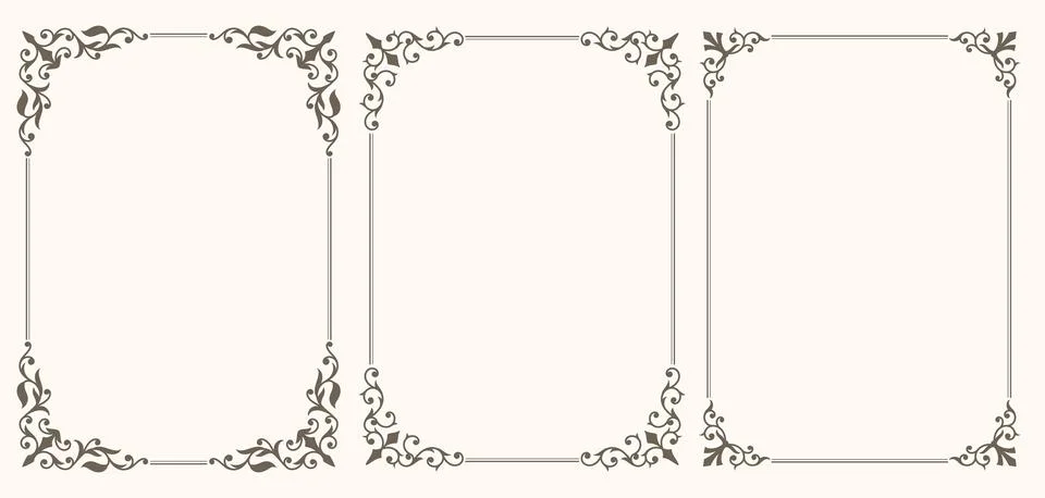 Decorative frames and borders with vintage floral ornament Stock Illustration