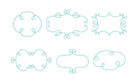 Decorative frames of different shapes with space for text in blue colors, design Stock Illustration