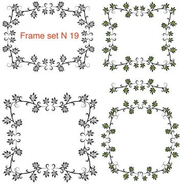 Decorative frames with grape leaves are curly. Calligraphic Design Elements Stock Illustration