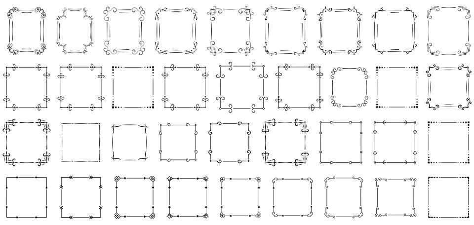 Decorative frames. Retro ornamental frame, vintage rectangle ornaments and .. Stock Illustration