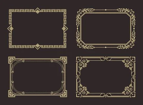 Decorative Frames Set of Curved Graphic Ornament 스톡 일러스트
