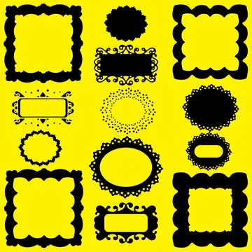 Decorative frames on yellow background Set of isolated vector symbols Stockillustratie