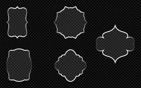 Decorative frosted glass frames with silver outlines Stock Illustration