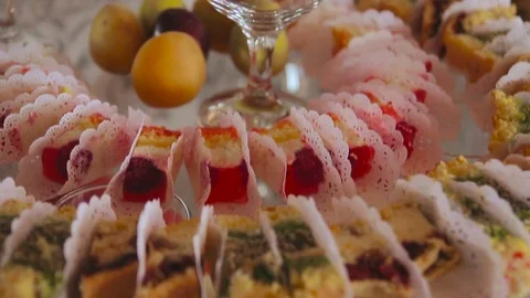 Decorative Fruit Sliced on the Buffet Table Stock Footage 71272767