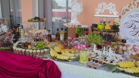 Decorative Fruit Sliced on the Buffet Table Stock Footage 71299030