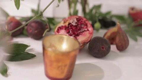 Decorative Fruit on a Table Stock Footage 76873526