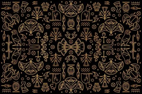 Decorative geometric african seamless. Vector Egypt cover background, Stock Illustration
