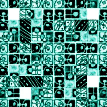 Decorative Geometric Pattern in Cold Tones 스톡 일러스트