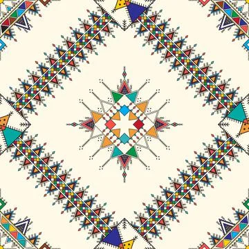 Decorative geometric repeating pattern inspired by Al Qatt Al Asiri Illustrazione stock