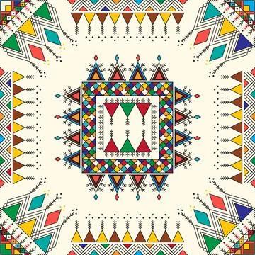 Decorative geometric repeating pattern inspired by Al Qatt Al Asiri Ilustración de archivo