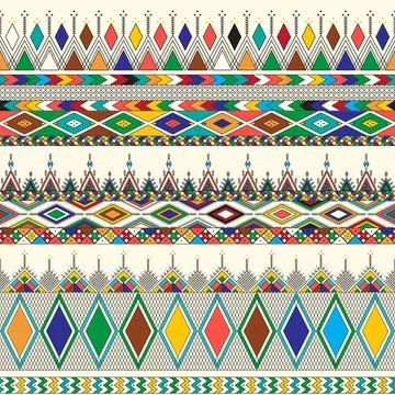 Decorative geometric repeating pattern inspired by Al Qatt Al Asiri Ilustración de archivo