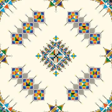 Decorative geometric repeating pattern inspired by Al Qatt Al Asiri Illustrazione stock