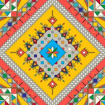 Decorative geometric repeating pattern inspired by Al Qatt Al Asiri Illustrazione stock