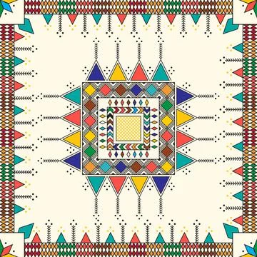 Decorative geometric repeating pattern inspired by Al Qatt Al Asiri Illustrazione stock