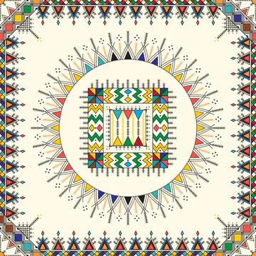 Decorative geometric repeating pattern inspired by Al Qatt Al Asiri Illustrazione stock