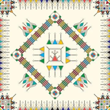 Decorative geometric repeating pattern inspired by Al Qatt Al Asiri Illustrazione stock