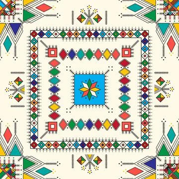 Decorative geometric repeating pattern inspired by Al Qatt Al Asiri Illustrazione stock