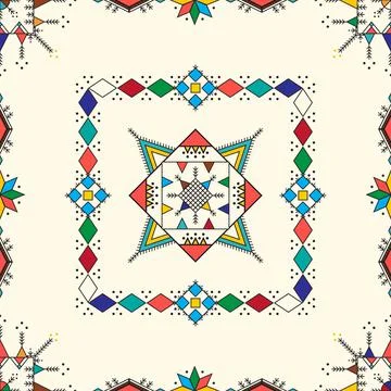 Decorative geometric repeating pattern inspired by Al Qatt Al Asiri Illustrazione stock