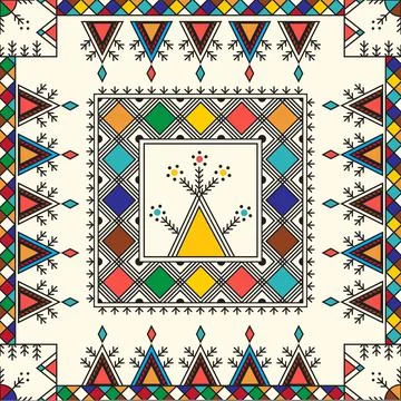 Decorative geometric repeating pattern inspired by Al Qatt Al Asiri Illustrazione stock