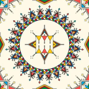 Decorative geometric repeating pattern inspired by Al Qatt Al Asiri Stock Illustration