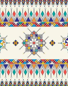 Decorative geometric repeating pattern inspired by Al Qatt Al Asiri Illustrazione stock