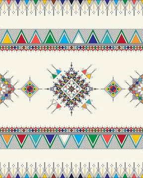 Decorative geometric repeating pattern inspired by Al Qatt Al Asiri Stock Illustration