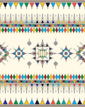 Decorative geometric repeating pattern inspired by Al Qatt Al Asiri Illustrazione stock
