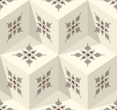 Decorative geometric repeating pattern inspired by Al Qatt Al Asiri Ilustración de archivo
