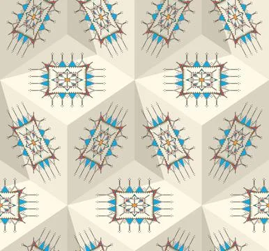 Decorative geometric repeating pattern inspired by Al Qatt Al Asiri Ilustración de archivo