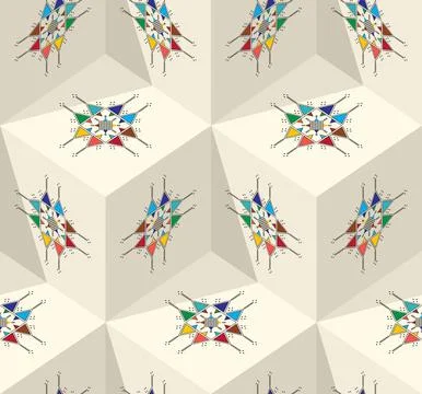 Decorative geometric repeating pattern inspired by Al Qatt Al Asiri Ilustración de archivo