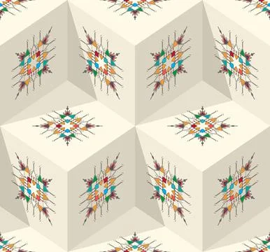 Decorative geometric repeating pattern inspired by Al Qatt Al Asiri Stock Photos