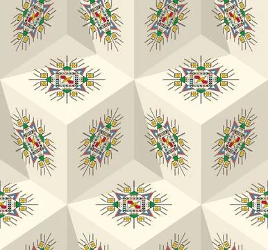Decorative geometric repeating pattern inspired by Al Qatt Al Asiri Stock Photos