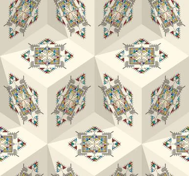 Decorative geometric repeating pattern inspired by Al Qatt Al Asiri 스톡 사진