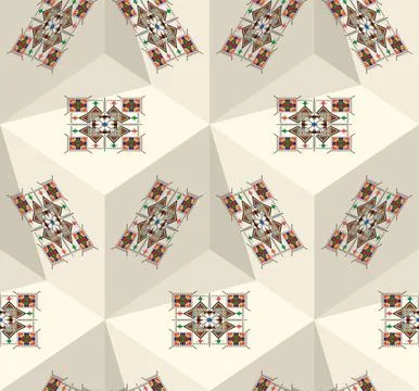 Decorative geometric repeating pattern inspired by Al Qatt Al Asiri Stock Photos